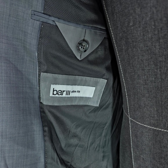 bar III 2 Piece Suit Mens 40S Pants 32x30 Light Grey Wool Blend Business Casual - Picture 7 of 16